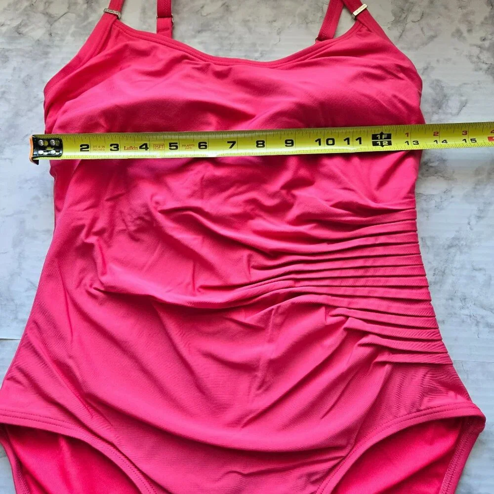 Calvin Klein Ruched Panel One Piece Swimsuit Women's Size 10 - Picture 5 of 9